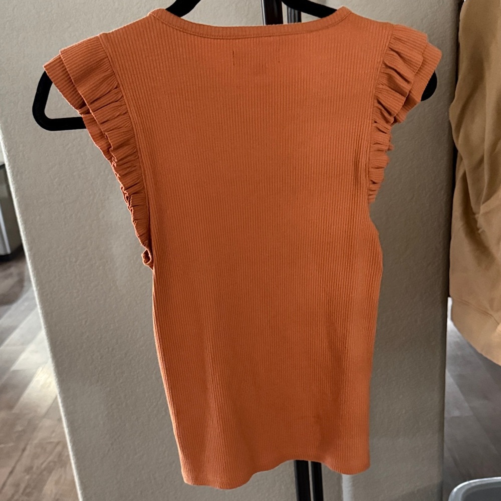 J. Crew Women's Ribbed Ruffle Sleeve Top - Picture 3 of 3